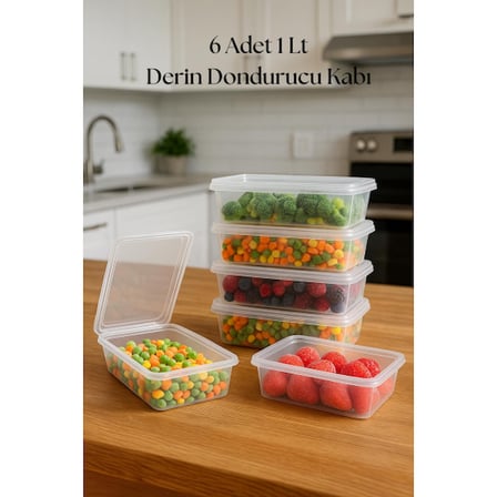 6’lı Derin Dondurucu Saklama Kabı & Organizeri 1 lt 12,5x19,5x5,5 cm