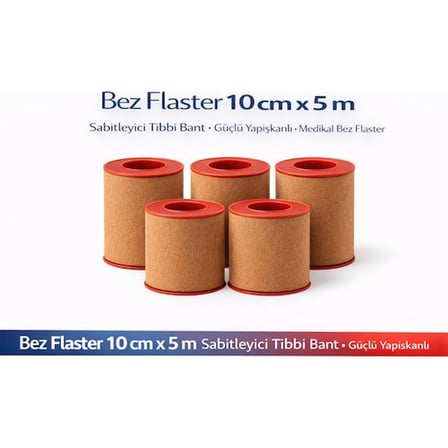 Bez Flaster 10 cm x 5 m Sabitleyici Tıbbi Bant Kahverengi Bez Flaster Güçlü Yapışkanlı 5 Adet