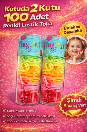 2 Kutu 100 Adet Renkli Lastik Toka Seti Karışık Renkli Saç Lastiği Çocuk ve Kadın Saç Tokası