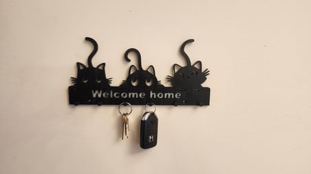 Twin Store 3D Baskı Kedili Welcome Home Anahtar Askısı Duvar Anahtarlığı Dekoratif BZSTWIN