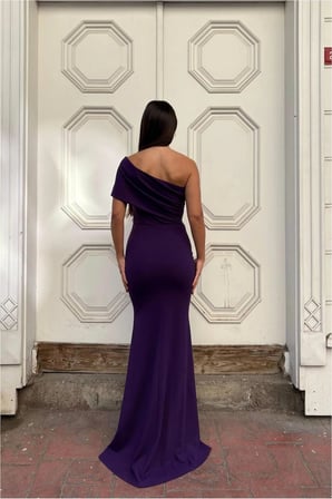 Twin Store Asimetrik Kesim Abiye Yaka Balık Elbise · Renk: Zümrüt · Beden: XL BZSTWIN