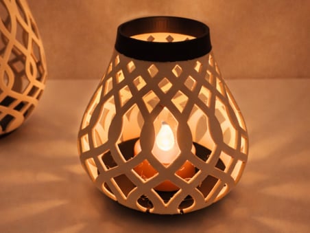 Twin Store 3D Baskı Modern Izgara Desenli Rüzgar Feneri Tealight Mumluk Dekoratif Mum Tutucu BZSTWIN