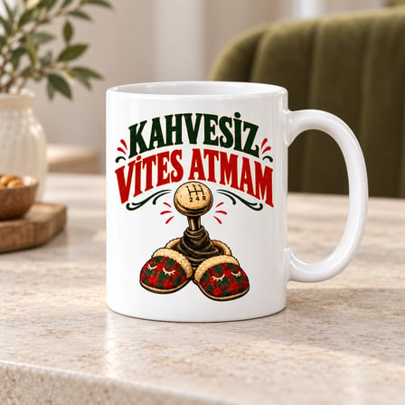 Twin Store Kahve Vitesi Tasarımlı Porselen Kupa - MODEL 776 BZSTWIN