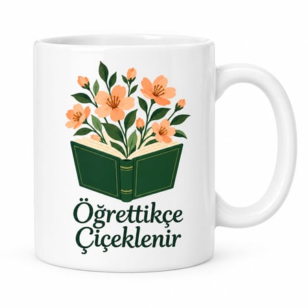 Twin Store Öğrettikçe Çiçeklenir Tasarımlı Porselen Kupa - MODEL 580 BZSTWIN