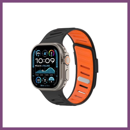 Twin Store Watch Ultra 49mm Twin Silikon Kordon - Siyah-Turuncu BZSTWIN