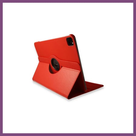 Twin Store iPad Pro 12.9 (2021) Kılıf 360 Tablet Deri Kılıf - Kırmızı BZSTWIN