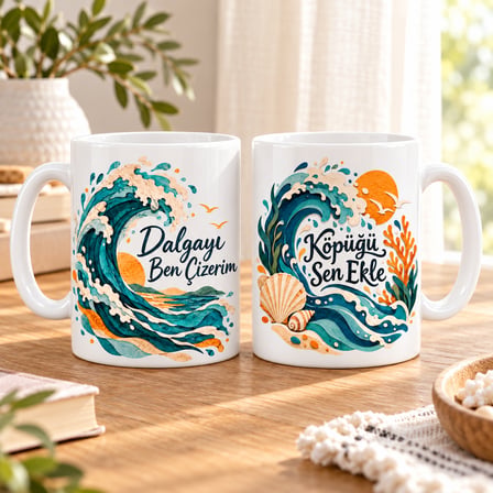 Twin Store Kıyı Çizgisi 2'li Porselen Kupa Seti - MODEL 645 BZSTWIN