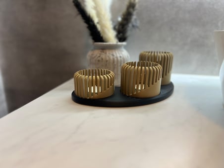 Twin Store 3D Baskı Üç Boyutlu Tealight Mumluk ve Üçlü Mum Standı Seti Dekoratif Mum Tutucu BZSTWIN