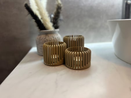Twin Store 3D Baskı Üç Boyutlu Tealight Mumluk ve Üçlü Mum Standı Seti Dekoratif Mum Tutucu BZSTWIN