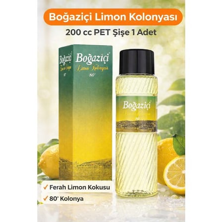 Boğaziçi Limon Kolonyası 200 cc 80° Ferahlatıcı Limon Kokulu Kolonya Pet Şişe 1 Adet