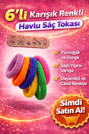 6’lı Karışık Renkli Havlu Saç Tokası Yumuşak Elastik Dayanıklı Lastik Toka Seti