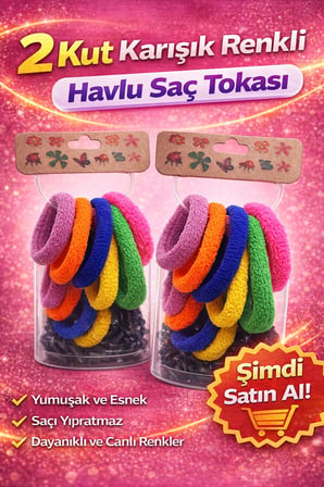 6’lı 2 Paket Karışık Renkli Havlu Saç Tokası Yumuşak Elastik Dayanıklı Lastik Toka Seti