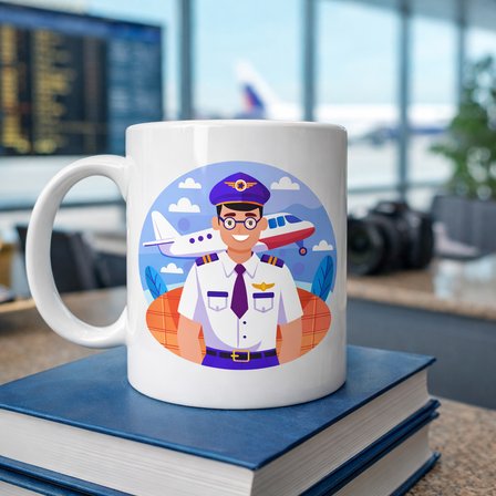 Pilot Tasarımlı Porselen Kupa MODEL 162 – Havacılık Temalı Kahve Kupası – Pilot Hediyesi – Uçak Desenli Beyaz Kupa – Ofis ve Günlük Kullanım Kupası