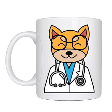 Doktor Kedi Tasarımlı Porselen Kupa MODEL 174 – Sevimli Veteriner / Doktor Kedi Kahve Kupası – Kedi Severlere ve Sağlık Çalışanlarına Hediye