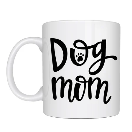 Dog Mom Yazılı Porselen Kupa MODEL 180 – Köpek Severlere Özel Tasarım Kahve Kupası – Sevimli Pati Desenli Hediye Kupa