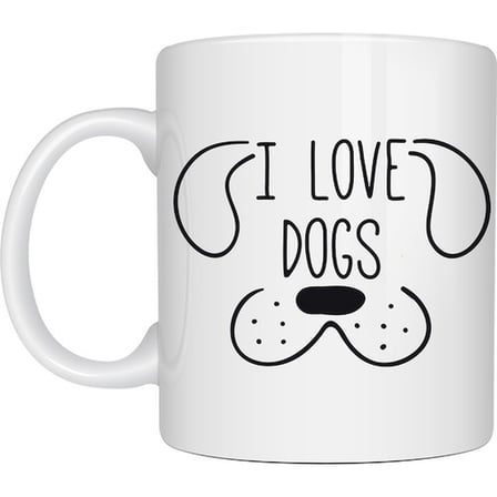 Köpek Severlere Özel “I Love Dogs” Kupa MODEL 182– Sevimli Köpek Tasarımlı Porselen Kahve Kupası – Hediyelik Kupa