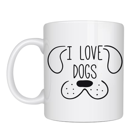 Köpek Severlere Özel “I Love Dogs” Kupa MODEL 182– Sevimli Köpek Tasarımlı Porselen Kahve Kupası – Hediyelik Kupa