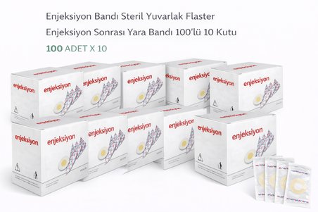 Enjeksiyon Bandı Steril Yuvarlak Flaster Enjeksiyon Sonrası Yara Bandı 100’lü 10 Kutu