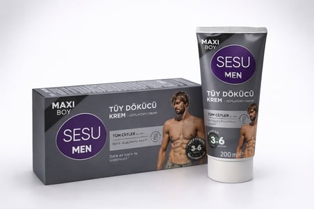 Sesu Men Tüy Dökücü Krem 200 ml Maxi Boy Erkekler İçin Hızlı Etkili Depilasyon Kremi