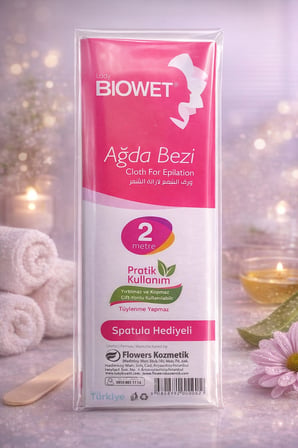 Biowet Ağda Bezi 2 Metre Spatula Hediyeli Epilasyon Bezi Dayanıklı Tüy Dökme Bezi 2'li Paket
