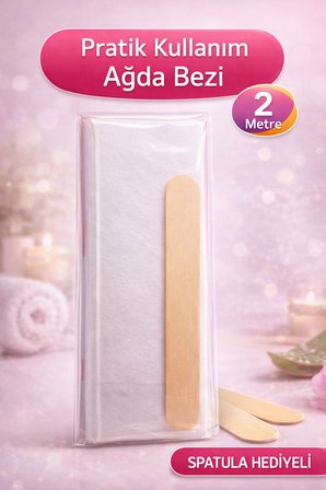 Biowet Ağda Bezi 2 Metre Spatula Hediyeli Epilasyon Bezi Dayanıklı Tüy Dökme Bezi 2'li Paket