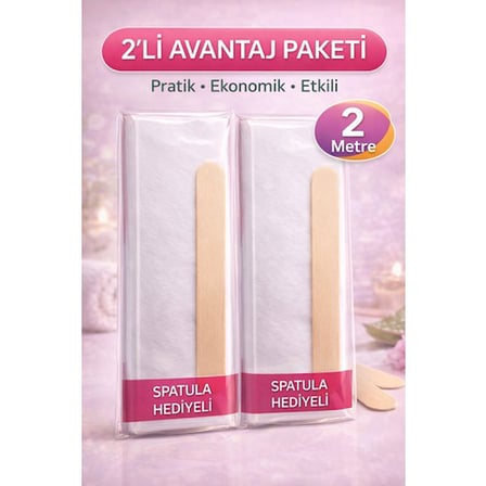 Biowet Ağda Bezi 2 Metre Spatula Hediyeli Epilasyon Bezi Dayanıklı Tüy Dökme Bezi 2'li Paket