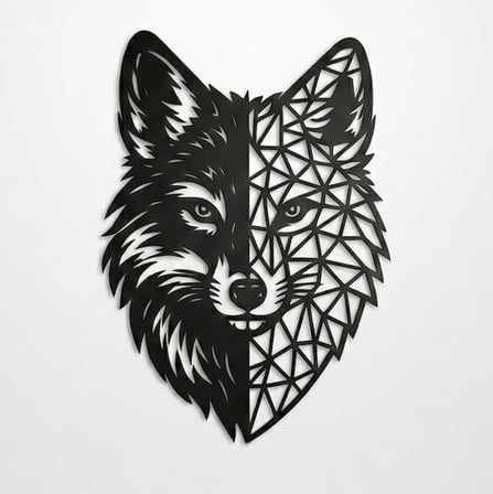 Geometrik Kurt Duvar Tablosu MDF Lazer Kesim Modern Duvar Süsü Minimal Hayvan Figürlü Dekor