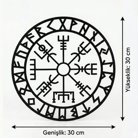 Viking Pusulası Vegvisir Duvar Tablosu MDF Lazer Kesim Nordik Duvar Süsü Modern Dekor