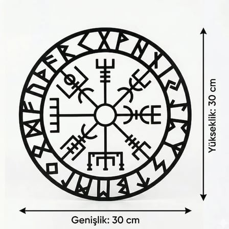 Viking Pusulası Vegvisir Duvar Tablosu MDF Lazer Kesim Nordik Duvar Süsü Modern Dekor