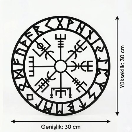 Viking Pusulası Vegvisir Duvar Tablosu MDF Lazer Kesim Nordik Duvar Süsü Modern Dekor