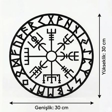 Viking Pusulası Vegvisir Duvar Tablosu MDF Lazer Kesim Nordik Duvar Süsü Modern Dekor