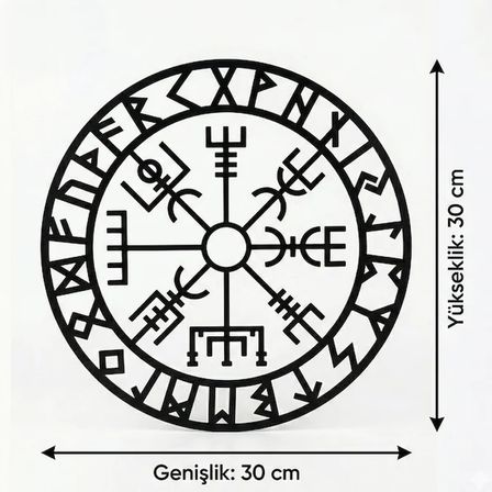 Viking Pusulası Vegvisir Duvar Tablosu MDF Lazer Kesim Nordik Duvar Süsü Modern Dekor