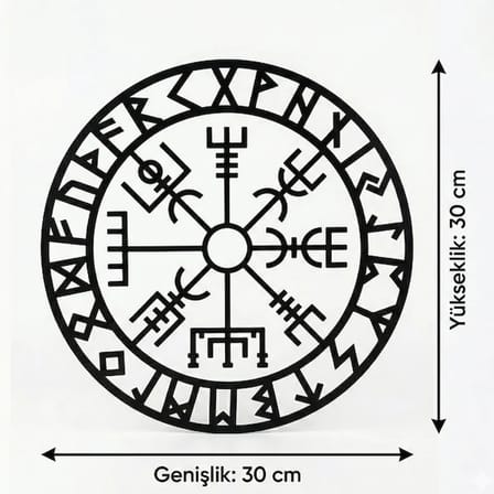 Viking Pusulası Vegvisir Duvar Tablosu MDF Lazer Kesim Nordik Duvar Süsü Modern Dekor