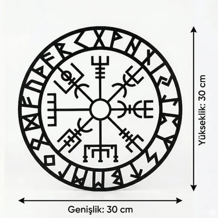 Viking Pusulası Vegvisir Duvar Tablosu MDF Lazer Kesim Nordik Duvar Süsü Modern Dekor