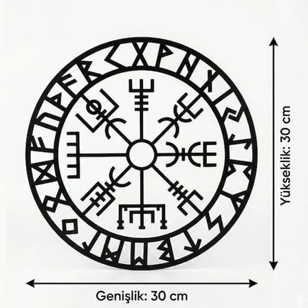 Viking Pusulası Vegvisir Duvar Tablosu MDF Lazer Kesim Nordik Duvar Süsü Modern Dekor
