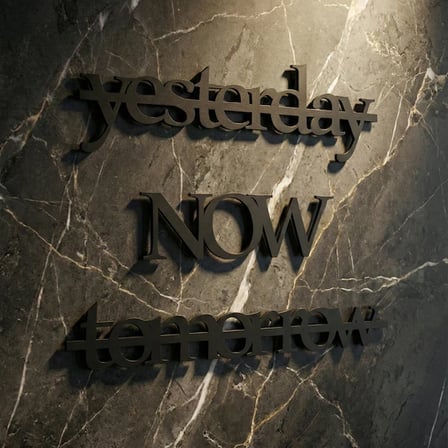 Yesterday Now Tomorrow Duvar Yazısı MDF Lazer Kesim Modern Tipografik Duvar Süsü