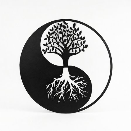 Yin Yang Hayat Ağacı Duvar Tablosu MDF Lazer Kesim Modern Spiritüel Duvar Süsü