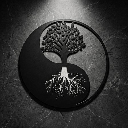 Yin Yang Hayat Ağacı Duvar Tablosu MDF Lazer Kesim Modern Spiritüel Duvar Süsü