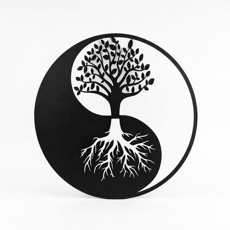 Yin Yang Hayat Ağacı Duvar Tablosu MDF Lazer Kesim Modern Spiritüel Duvar Süsü