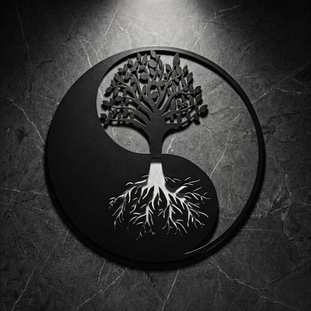 Yin Yang Hayat Ağacı Duvar Tablosu MDF Lazer Kesim Modern Spiritüel Duvar Süsü