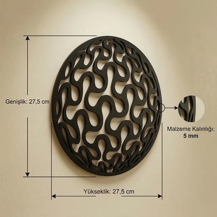 Geometrik Desenli Daire Duvar Tablosu MDF Lazer Kesim Modern Minimal Duvar Süsü