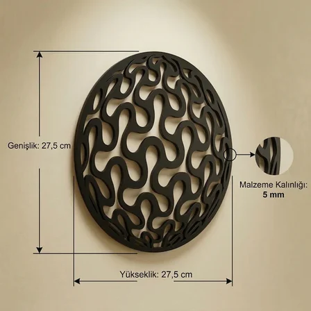 Geometrik Desenli Daire Duvar Tablosu MDF Lazer Kesim Modern Minimal Duvar Süsü