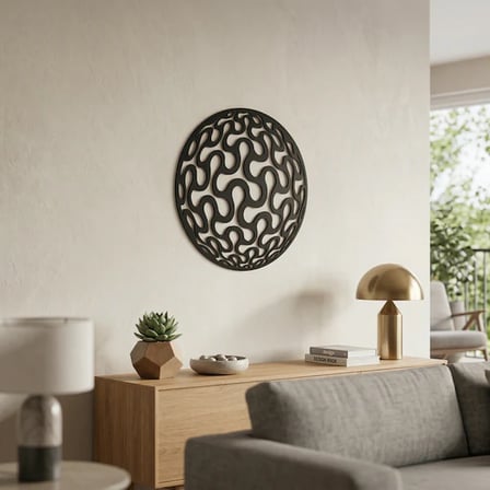 Geometrik Desenli Daire Duvar Tablosu MDF Lazer Kesim Modern Minimal Duvar Süsü