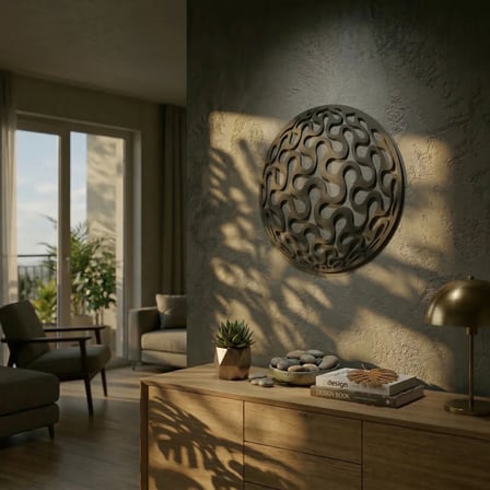 Geometrik Desenli Daire Duvar Tablosu MDF Lazer Kesim Modern Minimal Duvar Süsü