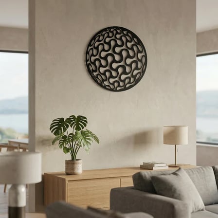 Geometrik Desenli Daire Duvar Tablosu MDF Lazer Kesim Modern Minimal Duvar Süsü