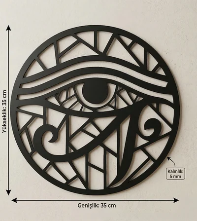 Horus Gözü Duvar Tablosu MDF Lazer Kesim Geometrik Modern Duvar Süsü Eye of Horus Dekor