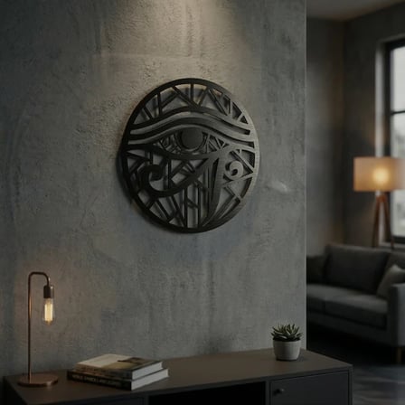 Horus Gözü Duvar Tablosu MDF Lazer Kesim Geometrik Modern Duvar Süsü Eye of Horus Dekor