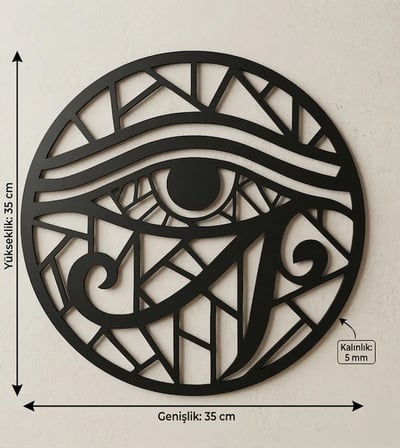 Horus Gözü Duvar Tablosu MDF Lazer Kesim Geometrik Modern Duvar Süsü Eye of Horus Dekor