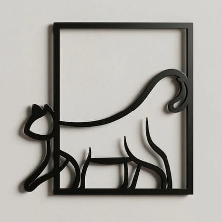 Modern Kedi Duvar Tablosu MDF Lazer Kesim Minimal Kedi Figürlü Duvar Süsü Şık Dekor