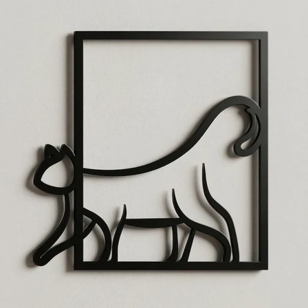 Modern Kedi Duvar Tablosu MDF Lazer Kesim Minimal Kedi Figürlü Duvar Süsü Şık Dekor